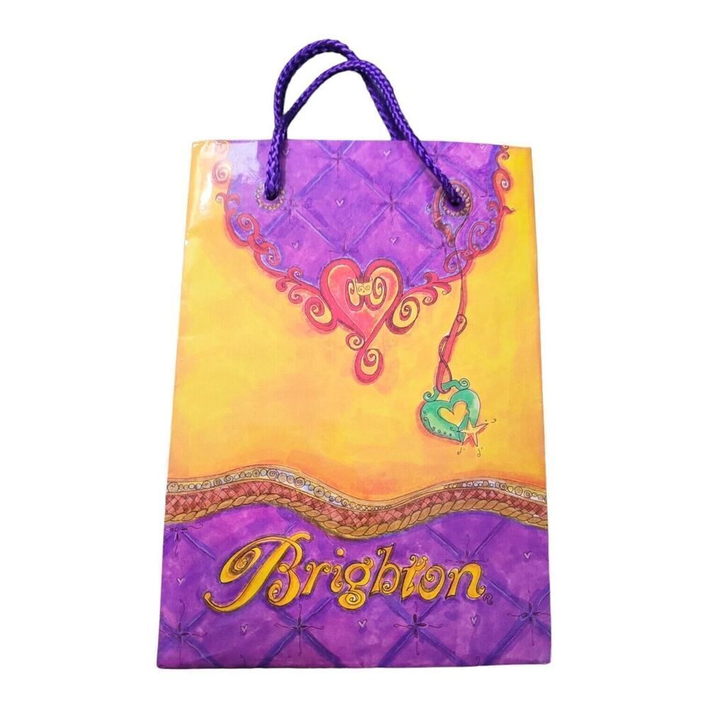 VTG Brighton Gift Bag Small Multicolor Paper Shopping Logo Tote Heart Retro 90s